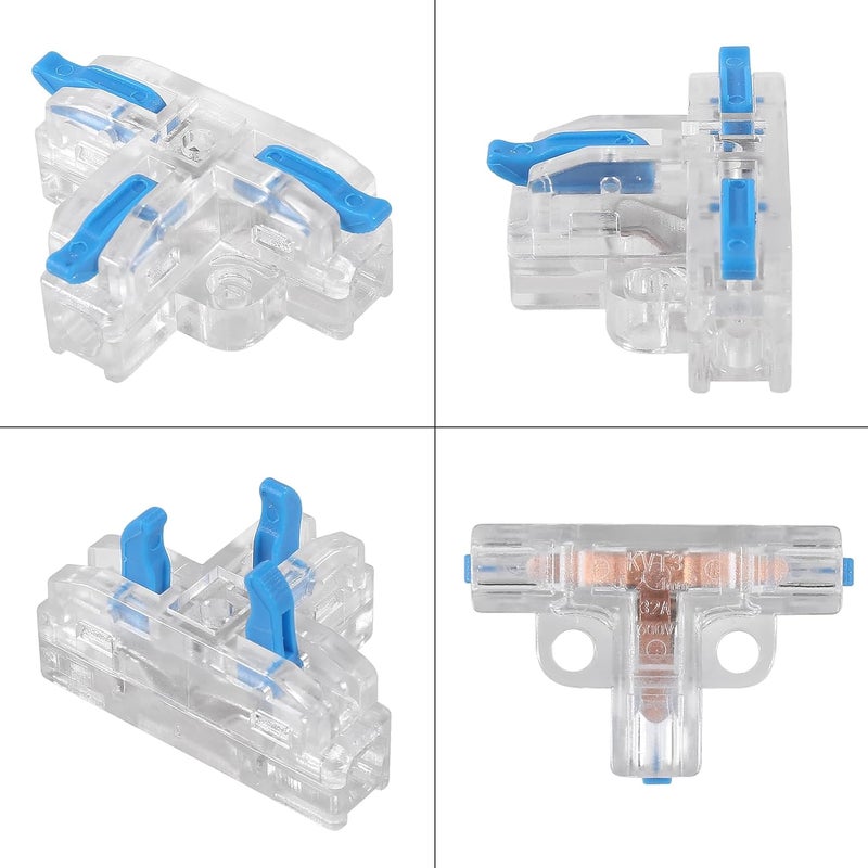 Meimom 30PCS Upgraded Compact Wire Conductor Connector, T-Shape Lever Nut Wire Connector, Quick Splitter 3 Way Electrical Connectors, AWG 28-12 Lever connectors for Wiring - Image 2